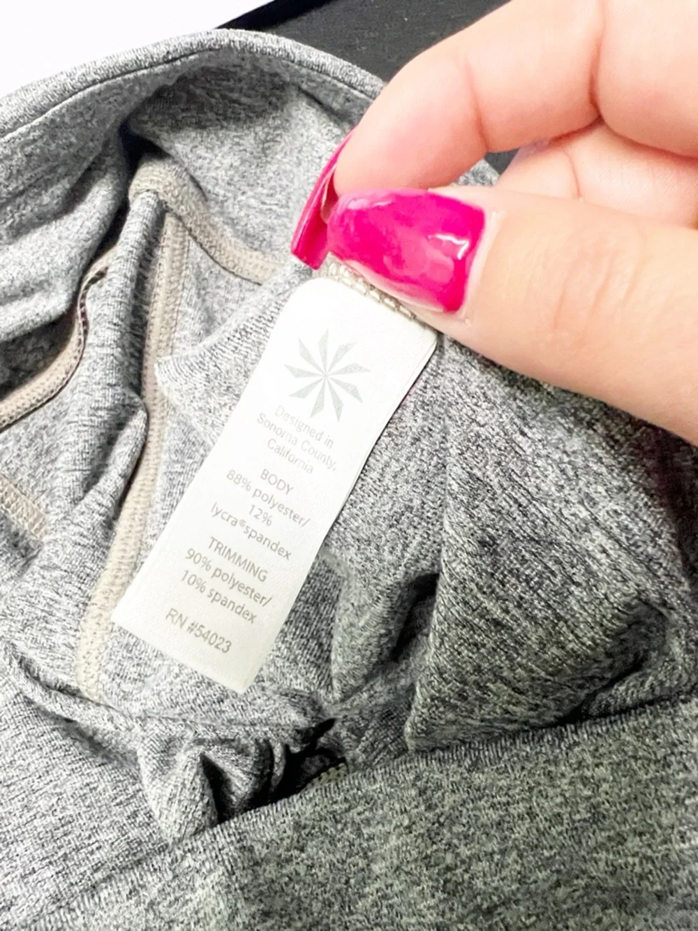 Athleta Heather gray black zipper and side phone pocket high rise biker shorts - Picture 9 of 11